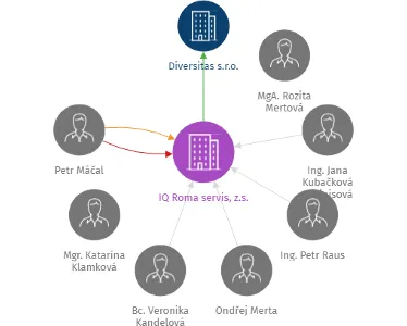 IQ Roma servis, z.s., IČO: 65341511: vizualizace vztahů osob a společností