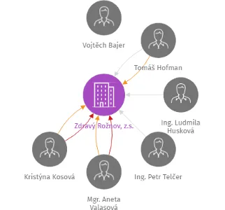Zdravý Rožnov, z.s., IČO: 68898665: vizualizace vztahů osob a společností