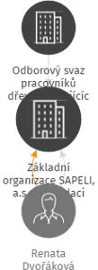 Základní organizace SAPELI, a.s., v likvidaci, IČO: 70935581: vizualizace vztahů osob a společností