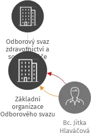 Základní organizace Odborového svazu zdravotnictví a soc. péče ČR Zdravotní ústav se sídlem v Ústí / N. Labem, pracoviště České Budějovice, IČO: 71156658: vizualizace vztahů osob a společností
