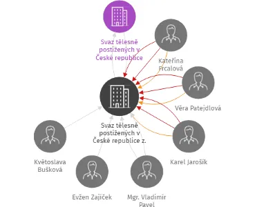 Svaz tělesně postižených v České republice z. s. místní organizace Bory, IČO: 75011344: vizualizace vztahů osob a společností